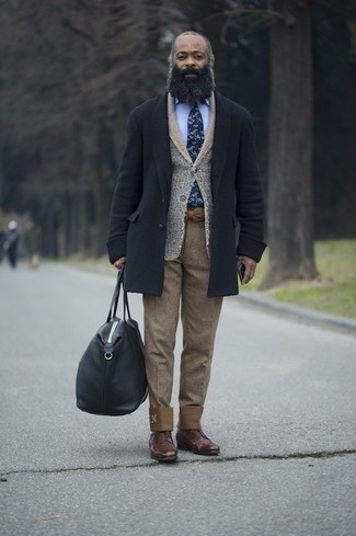 Graue Tweed Jacke kombinieren – 1 Herren Outfits kühl Wetter