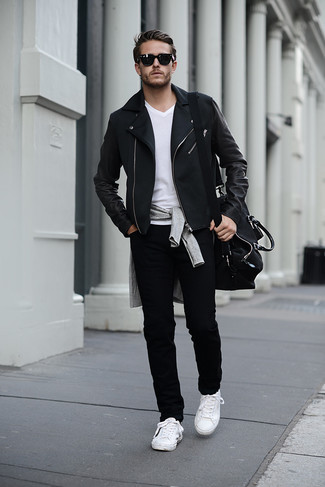 Grauen Pullover mit einem V-Ausschnitt kombinieren – 165 Herren Outfits