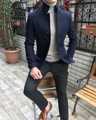Grauen Wollrollkragenpullover kombinieren – 310 Herren Outfits