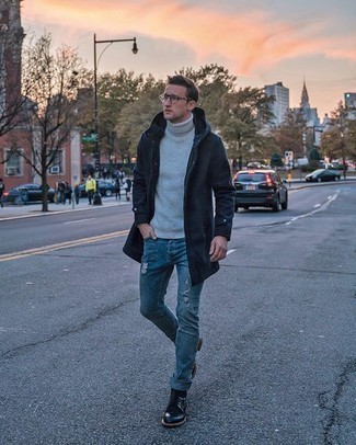 Grauen Wollrollkragenpullover kombinieren – 310 Herren Outfits
