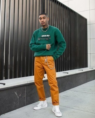 grüner bedruckter Pullover mit einem Rundhalsausschnitt von Tommy Jeans