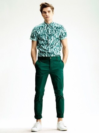 grünes bedrucktes Kurzarmhemd von Prada