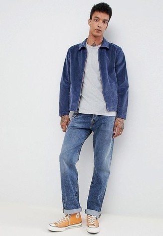 dunkelblaue Harrington-Jacke aus Cord von Polo Ralph Lauren