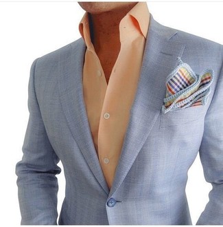 20 Jährige: Senf Businesshemd kombinieren – 5 Sommer Herren Outfits: Etwas Einfaches wie die Wahl von einem senf Businesshemd und einem hellblauen Sakko kann Sie von der Menge abheben. Der Look ist ja mega für den Sommer.