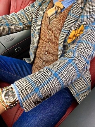 Wollüberzug mit Fischgrätenmuster kombinieren – 17 Herren Outfits warm Wetter