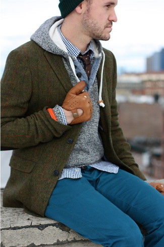 Wie Pullover mit einem Kapuze mit Sakkos zu kombinieren – 107 Herren Outfits