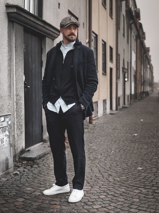 Wie Pullover mit einem Kapuze mit Sakkos zu kombinieren – 107 Herren Outfits