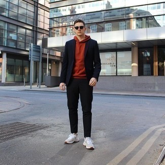 Wie Pullover mit einem Kapuze mit Sakkos zu kombinieren – 107 Herren Outfits
