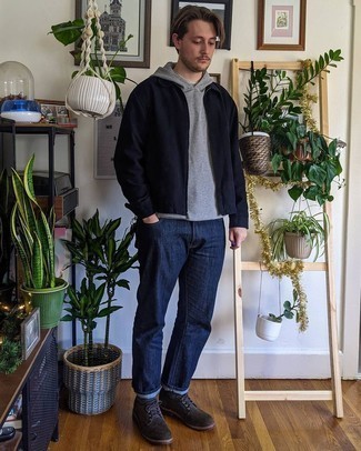Wie Pullover mit einem Kapuze mit Derby Schuhe zu kombinieren – 92 Herren Outfits