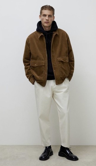 Wie Pullover mit einem Kapuze mit Derby Schuhe zu kombinieren – 92 Herren Outfits