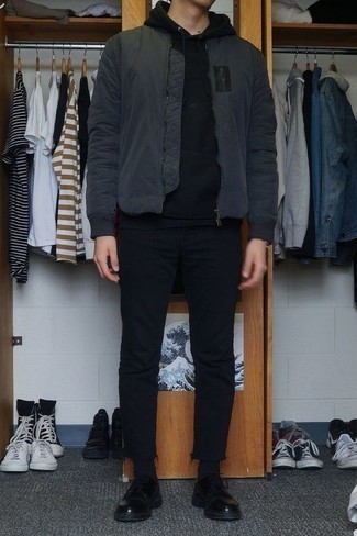 Wie Pullover mit einem Kapuze mit Derby Schuhe zu kombinieren – 92 Herren Outfits