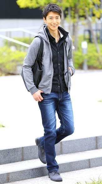Wie Pullover mit einem Kapuze mit Derby Schuhe zu kombinieren – 92 Herren Outfits