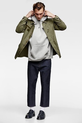 Wie Pullover mit einem Kapuze mit Derby Schuhe zu kombinieren – 92 Herren Outfits