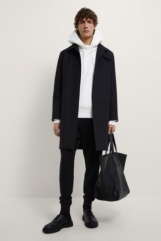 Wie Pullover mit einem Kapuze mit Derby Schuhe zu kombinieren – 92 Herren Outfits