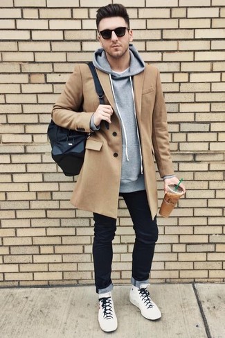 Wie Pullover mit einem Kapuze mit hoher Sneakers zu kombinieren – 411 Herren Outfits