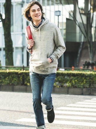 Wie Pullover mit einem Kapuze mit Langarmhemdes zu kombinieren – 288 Herren Outfits