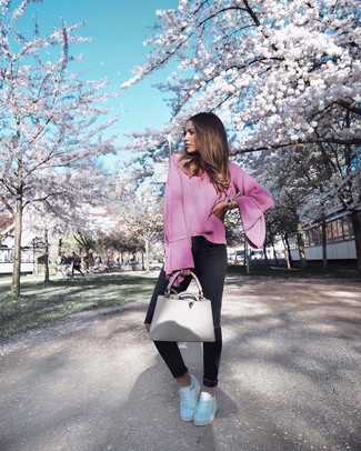 Fuchsia Strick Oversize Pullover kombinieren – 13 Damen Outfits