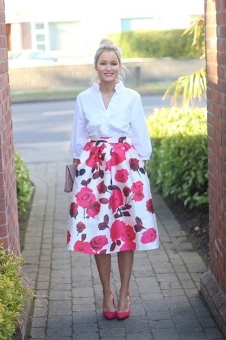 Fuchsia Leder Pumps kombinieren – 107 Damen Outfits