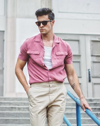 Fuchsia Kurzarmhemd kombinieren – 169 Herren Outfits