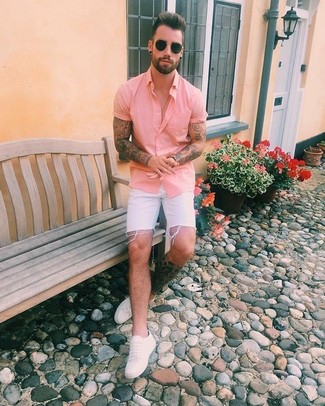 Fuchsia Kurzarmhemd kombinieren – 169 Herren Outfits