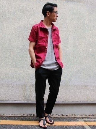 Fuchsia Kurzarmhemd kombinieren – 169 Herren Outfits
