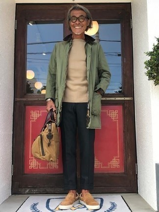 olivgrüne Jacke mit einer Kentkragen und Knöpfen von Junya Watanabe MAN