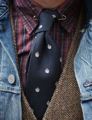 schwarze bedruckte Krawatte von Alexander McQueen
