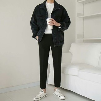 schwarze und weiße Jeansjacke von Off-White
