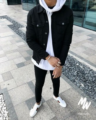 schwarze Jeansjacke von Raf Simons