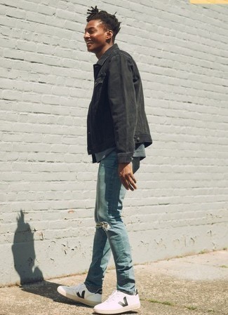 schwarze Jeansjacke von Amiri