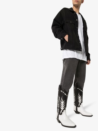 schwarze Jeansjacke von Moschino