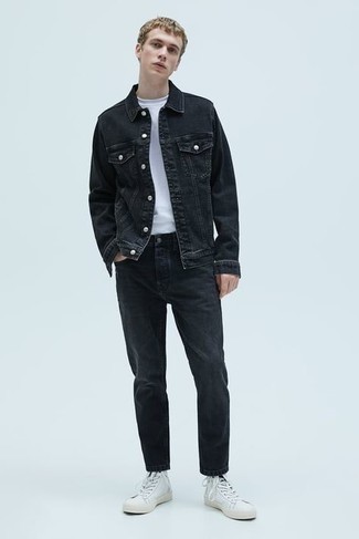 schwarze Jeansjacke von We11done