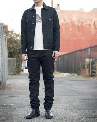 schwarze Jeansjacke von We11done
