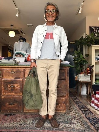 olivgrüne bedruckte Shopper Tasche aus Segeltuch von Comme des Garcons Homme