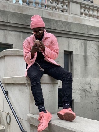 rosa Leder niedrige Sneakers von Santoni