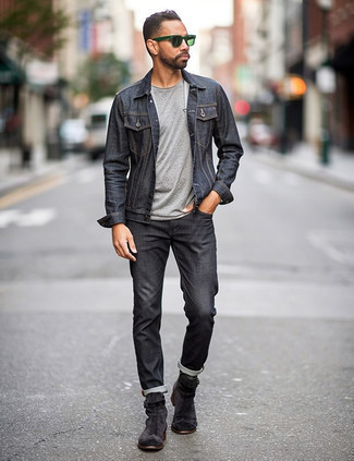 dunkelgraue Chelsea Boots aus Wildleder von Hogan