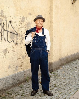 dunkelblaue Jeans Latzhose von MEN PLUS BY HAPPY SIZE