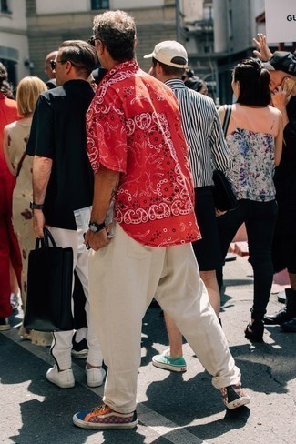 rotes bedrucktes Kurzarmhemd von Gucci