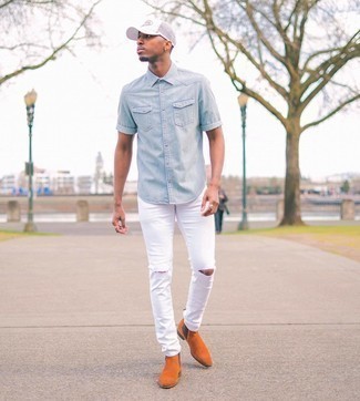 weiße enge Jeans mit Destroyed-Effekten von Jaded London