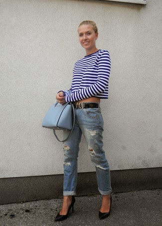 hellblaue Shopper Tasche aus Leder von Kate Spade