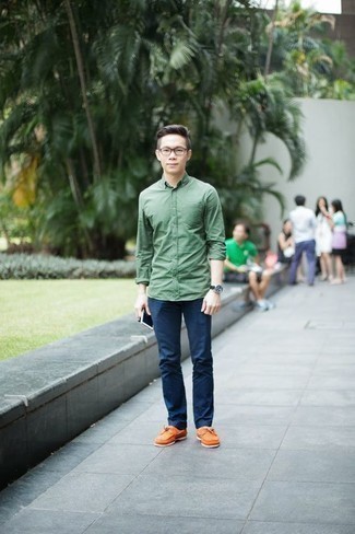 grünes Langarmhemd von Engineered Garments