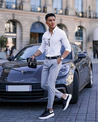 schwarze und weiße Leder niedrige Sneakers von Valentino