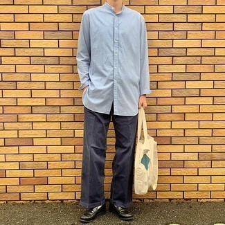 hellbeige bedruckte Shopper Tasche aus Segeltuch von Saint Laurent