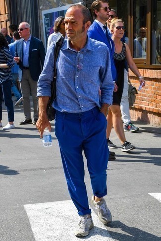 blaues Leinen Langarmhemd von Mp Massimo Piombo