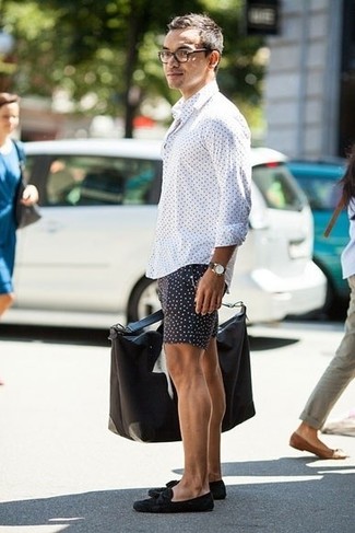 schwarze gepunktete Shorts von Dolce & Gabbana