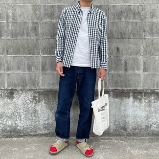 weiße und schwarze bedruckte Shopper Tasche aus Segeltuch von Reebok