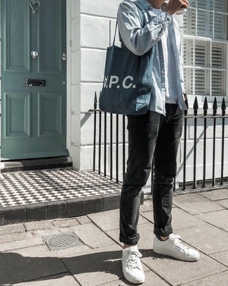blaue Shopper Tasche aus Jeans von A.P.C.