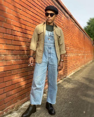 hellblaue Jeans Latzhose von Urban Classics
