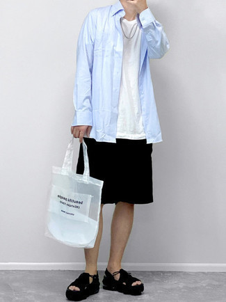 weiße und schwarze bedruckte Shopper Tasche aus Segeltuch von Kenzo