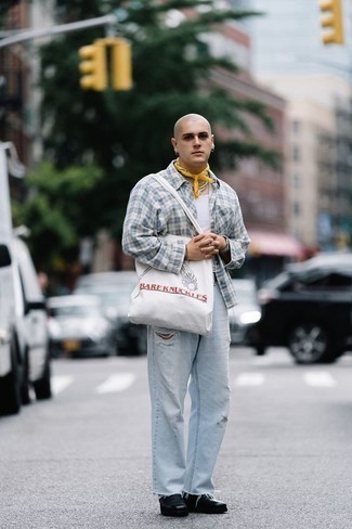 weiße bedruckte Shopper Tasche aus Segeltuch von Woolrich